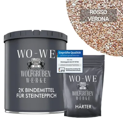 Produktbild von Steinteppich Set Marmorkies Bodenbeschichtung W730 Rosso Verona Terracotta 1-4mm - (25Kg) 2qm