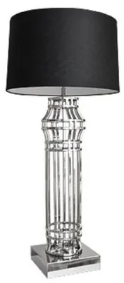Produktbild von Casa Padrino Luxus Tischleuchte Silber / Schwarz Ø 30 x H. 102 cm - Luxus Wohnzimmerlampe