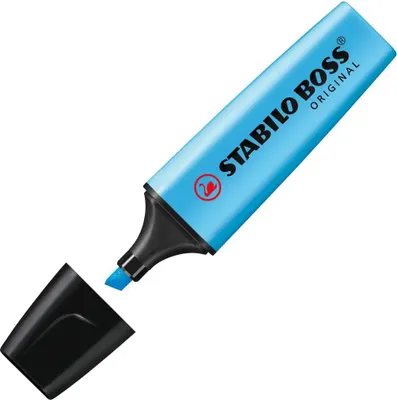 Zdjęcie produktu dla STABILO BOSS ORIGINAL, 1 szt., Niebieski, Końcówka ścięta, Niebieski, Prostokąt, 2 mm
