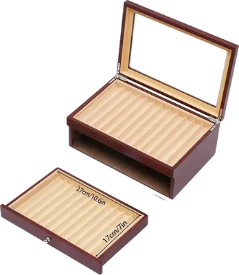 Obrázok produktu pre Box na perá, prachotesný dizajn, elegantná drevená konštrukcia, červená farba