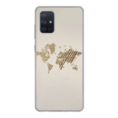 Produktbild von MuchoWow® Handyhülle Schutzhülle Hülle für Samsung Galaxy A51 Weltkarte - Seil - Braun Silikon Softcase Handy Hülle - Schutzabdeckung