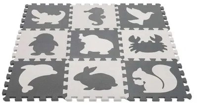 Produktbild von Aga Schaumstoff-Puzzlematte für Kinder 9-teilig Schwarz-Creme 85cm x 85cm x 1cm
