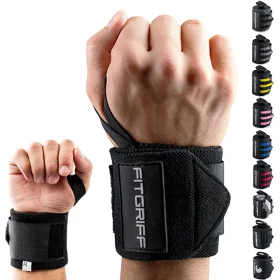 Obrázok produktu pre Zápästné bandáže do posilňovne (45 cm) – Fitness bandáže na zdvíhanie závaží