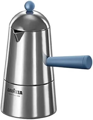 Productafbeelding van Espressomachine van aluminium, blauw handvat, kopjes 2