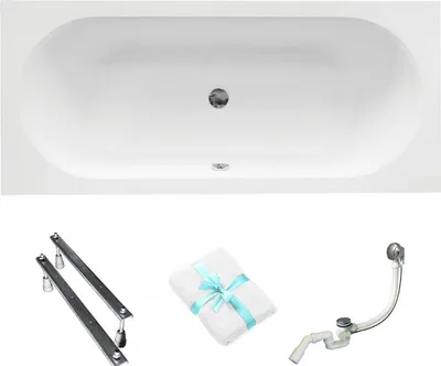 Produktbild von Aqua For You | Besco Vitae Badewanne - 180 x 80 Cm - Antibakterielle Beschichtung - Acrylwanne - Rechteckige - Badewanne mit Siphon
