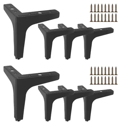 Produktbild von Möbelbeine, 8 Stück Tischbeine, 15 cm, schwarze Metalltischbeine in dreieckiger Form