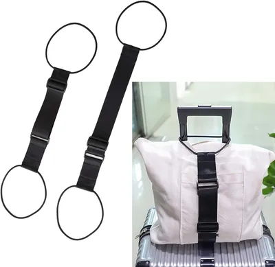 Image de Sangles de voyage, lot de 2, sangles de fixation élastiques, réglables, pour bagages, en polyester