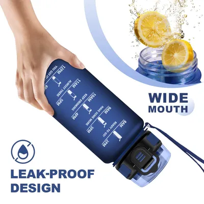Produktbild von Trinkflasche 500ml, Sportflasche auslaufsicher mit Strohhalm, Wasserflasche für