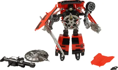 Produktbild von Rotes Spielzeugauto, verwandelbar zu Roboter und Jeep, aus robustem Kunststoff