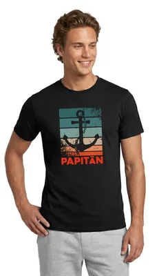 Produktbild von Spreadshirt Papitän Papa Kapitän Vatertagsgeschenk Vatertag Männer T-Shirt, XXL, Schwarz