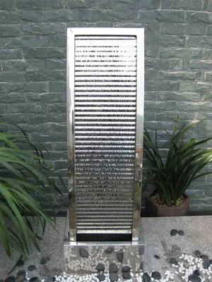Produktbild von Köhko Terrassenbrunnen 23013 aus Edelstahl Höhe ca. 110 cm Wasserspiel Gartenbrunnen mit LED-Beleuchtung