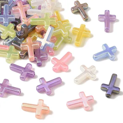 Produktbild von Solidchoice - 50 leuchtende Kreuz-Acrylperlen für Schmuck