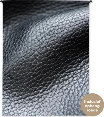 Produktbild von MuchoWow® Wandteppich Wandbehang Leder - Textur - Schwarz - Hell 150x200 cm Tapisserie Dekoration Wandtuch - Wandaufhängung - Moderner