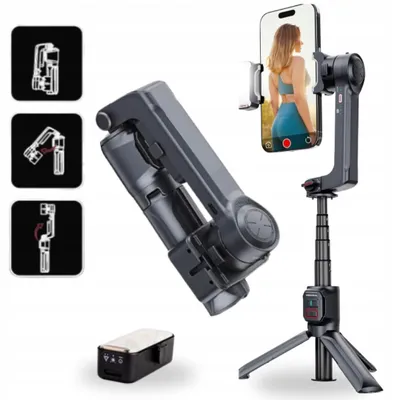Zdjęcie produktu dla Stabilizator gimbałowy dwiośoiowy z oświetleniem pomocniczym, statyw A10