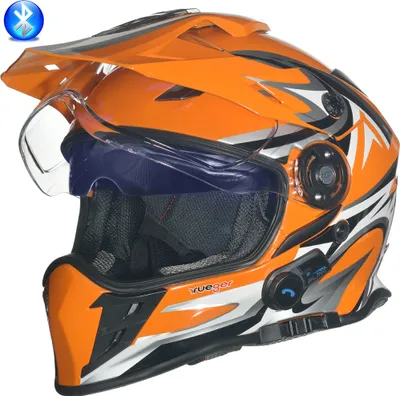 Produktbild von Bluetooth Intercom Sprechanlage Headset T-Com Klapphelm Jethelm Crosshem Integralhelm  Orange V/RCK S (55-56)