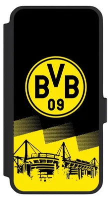 Produktbild von NIVOCASE Klapphülle für Samsung Galaxy A56 5G  Handyhülle aus Kunst Leder NIVOflip schwarz BVB Borussia Dortmund Stadion