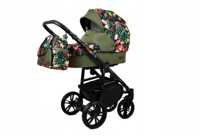 Produktbild von BabyLux® Color Lux | 3in1 Kinderwagen Set | Roses With Tulips | Kombikinderwagen | Kinderwagense