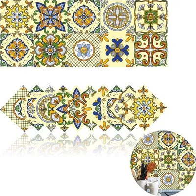 Obrázok produktu pre 20 ks samolepiacich 3D obkladov – obklady – retro obklady – samolepiace obklady do kuchyne – kuchyňa – kúpeľňa – 10 x 10 cm – prémiové obklady – žlté – PVC – samolepiace