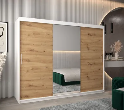 Obrázek produktu pro Skříň s posuvnými dveřmi v šířce 250 cm TIMEA 1 - bílá / dub artisan