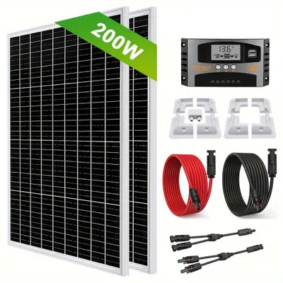 Productafbeelding van Compleet zonnepaneel pakket 200W-400W met laadregelaar, LCD-display en montagebeugel