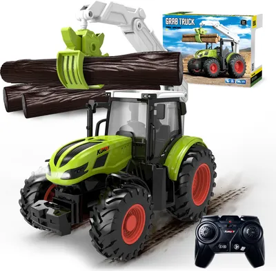Produktbild von Traktor Spielzeug ab 2 3 4 Jahre, Ferngesteuerter Traktor Ferngesteuert, Bauernhof Spielzeug ab 2 3 Jahre, Rc Traktor mit Holzgreifer und 3 Baumstämme