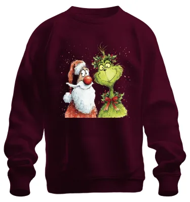 Obrázek produktu pro Grinch Father Christmas vtipný vánoční dárek vintage uni mikina, burgundská, L