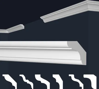 Produktbild von MARBET DESIGN Stuckleisten XPS Styropor weiß - Deckenleisten Deckenabschlussleisten E-Leisten - (Innen- & Außenecke E-23)