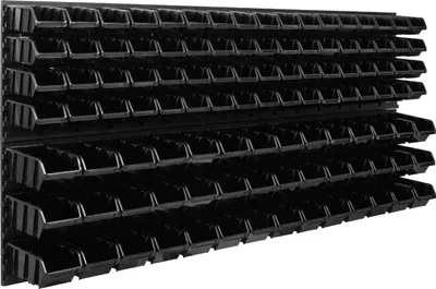 Immagine prodotto di Sistema di stoccaggio Scaffale da officina | 172 x 78 cm | 110 pezzi Scatola | Scaffale a muro con contenitori impilabili - Pannelli a muro Scaffale extra forte Scaffale portautensili Scaffale da officina Scaffale da garage