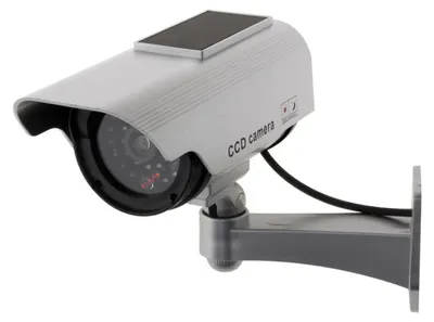 Produktbild von Solarbetriebene Attrappenkamera mit blinkender LED - Weiß - 15 cm