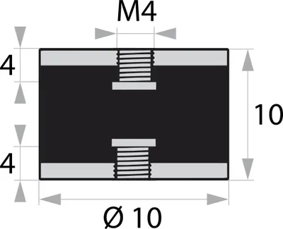 Produktbild von GP3-10-10-IG/IG-M4x4 Gummi-Metall-Puffer Gummipuffer Schwingungsdämpfer Silentblock