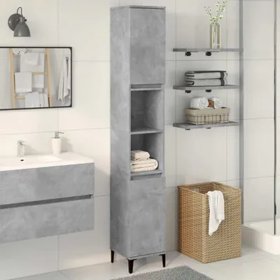 Produktbild von "2026 Promotion" Badschrank - Badezimmerschrank - Betongrau 30x30x190 cm Holzwerkstoff - Badezimmer CC31775
