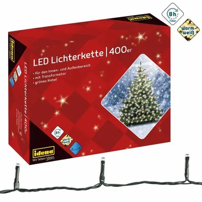 Produktbild von 6x Lichterkette 400 LED warmweiß 8h Timer 47,9m, innen & außen, mit Netzteil