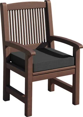 A brown wooden chair with an anthracite cushion, shown from the front.