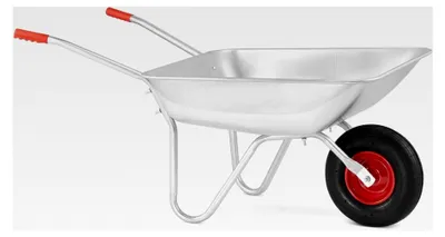 Produktbild von Gartenschubkarre 120 Liter verzinkte Schubkarre mit 30 cm Luftreifen Rot/Silber