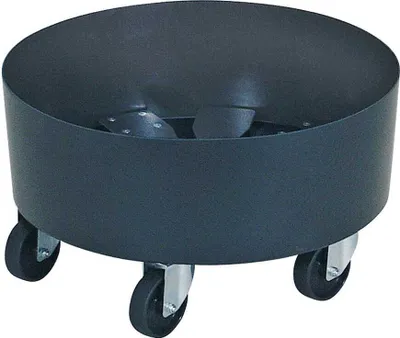 Produktbild von Transportroller für Kunststofftonnen, Außen-Ø 450 mm, Tragkraft 100 kg, verzinkte Lenkrollen und 5 schwarze Kunststoffräder Ø 75 mm
