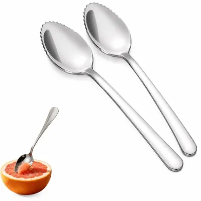 Produktbild von Grapefruitlöffel - Mit Wellenschliff aus 304 Edelstahl - Für Zitrusfrüchte und Desserts - 4 Stück