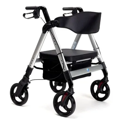 Produktbild von Schwerlast-Rollator Goliat mit Sitz-und Rückenstütze>>>>Farbe: silber
