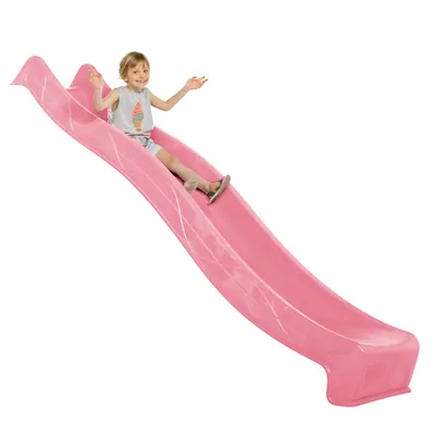 Image de 4iQ Slide Toboggan ondulé Toboggan 150 rose pastel en PEHD pour aire de jeux pour enfants