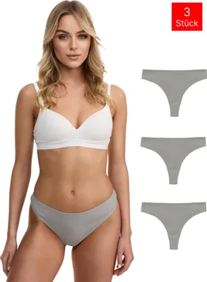 Produktbild von Tazzio Damen String 3er-Pack F933 (Anthrazit, M)