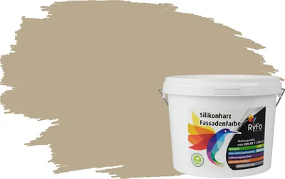 Produktbild von RyFo Colors Silikonharz Fassadenfarbe Lotuseffekt Trend Kokosbraun 3l - bunte Fassadenfarbe, weitere Braun Farbtöne und Größen erhältlich, Deckkraft Klasse 1