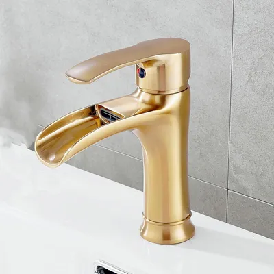 Immagine prodotto di Watervalkraan bagno - Oro spazzolato - Miscelatore monocomando per lavabo - Ottone