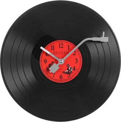 Obrázek produktu pro Černé nástěnné hodiny ve vinylovém designu