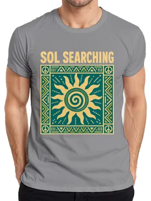 Produktbild von Sol Searching Sonne Tribal Boho Hippie Spirituell Vintage Aztec Herren T-Shirt, Grau, M