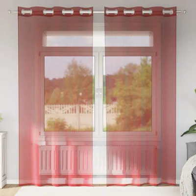Produktbild von "SPRING SALE"Voile Vorhänge mit Ösen 2er set - Wohnzimmer - Schlichtes & einfarbiges Desgin- Weinrot GermanyMöbel 43916 - Gardinen & Vorhänge