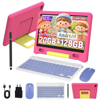 Produktbild von Kinder Tablet 10'' mit Tastatur, 128GB, 20(3+17)GB RAM, Octa-Core, HD IPS, Android 15, WiFi 6