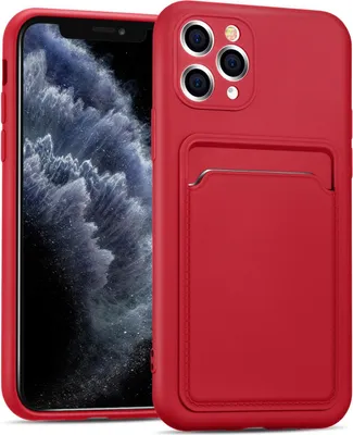 Produktbild von Conie Schutzhülle für iPhone 11 Pro mit Kartenfach Tasche Case Cover Bumper Silikon Hülle in Rot