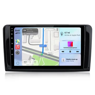 Image de Radio auto Android 15 Hexinex DAB+ 9 pouces pour Mercedes Benz ML/GL Classe W164 X164 (2005–2012), avec WIFI, Bluetooth, commandes au volant (SWC), FM, RDS, DSP et ports USB 2+64GB