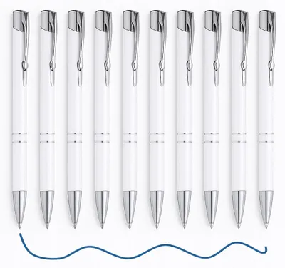 Produktbild von M&C Premium Aluminium Kugelschreiber mit Druckknopf Jumbo Tinte Weiss