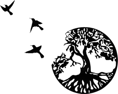 Produktbild von Baum des Lebens mit V?geln, schwarze Deko šC 28 cm, moderne Dekoration, Metallschild mit Familienbaum šC DKSFJKL