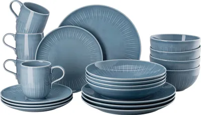 Produktbild von Rosenthal Set 20-tlg. Joyn Denim Blue Porzellan Blau Teller flach 20 cm|Joyn|Denim Blue|44020-640211-10860 Teller flach 27 cm|Joyn|Denim Blue|44020-640211-10867 Teller tief 23 cm|Joyn|Denim Blue|44020-640211-10353 Schale tief 15 cm|Joyn|Den